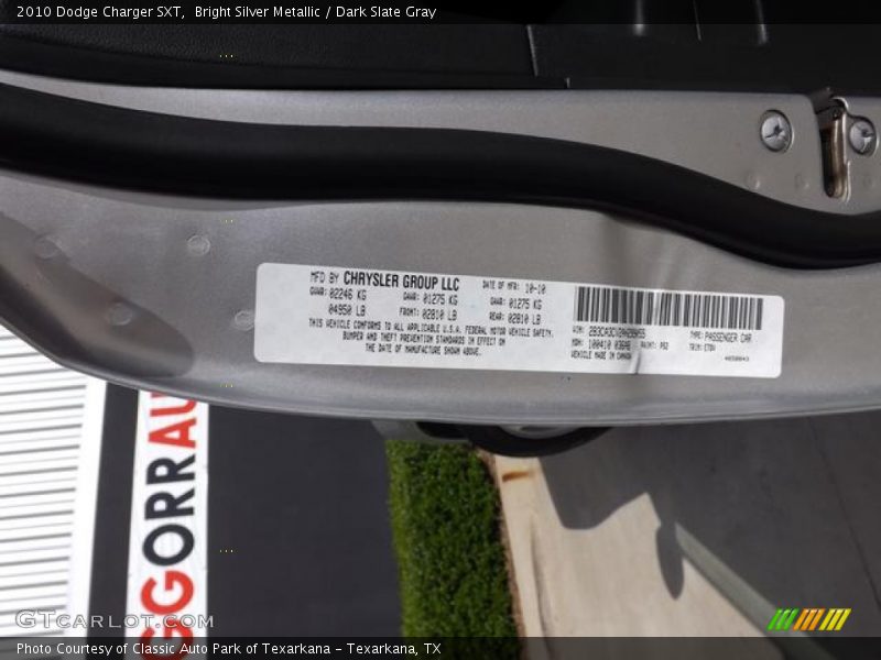 Bright Silver Metallic / Dark Slate Gray 2010 Dodge Charger SXT