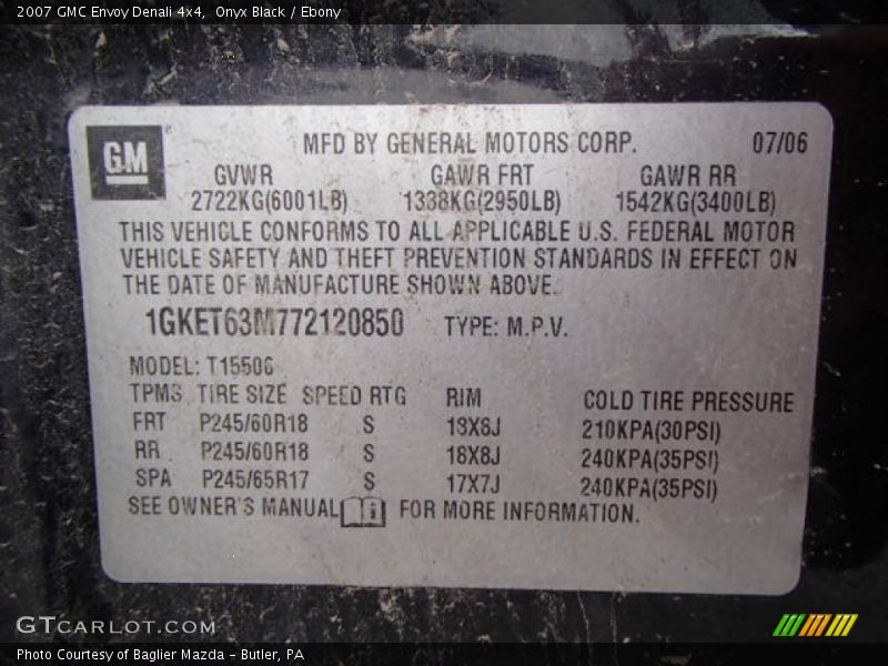 Onyx Black / Ebony 2007 GMC Envoy Denali 4x4