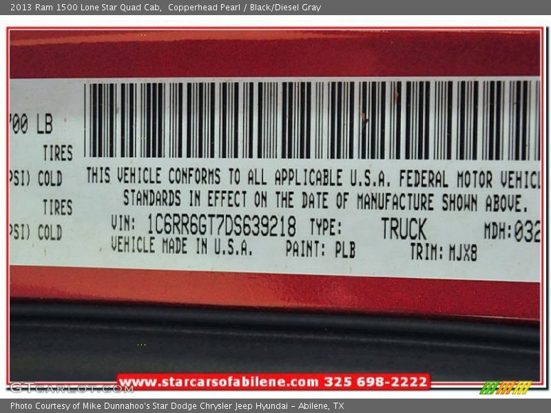 Copperhead Pearl / Black/Diesel Gray 2013 Ram 1500 Lone Star Quad Cab