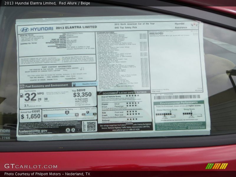 Red Allure / Beige 2013 Hyundai Elantra Limited