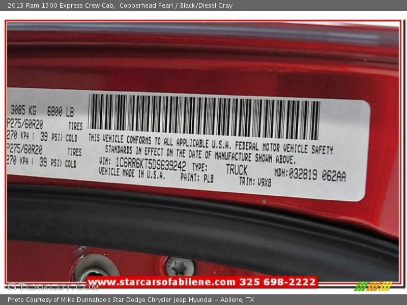 Copperhead Pearl / Black/Diesel Gray 2013 Ram 1500 Express Crew Cab