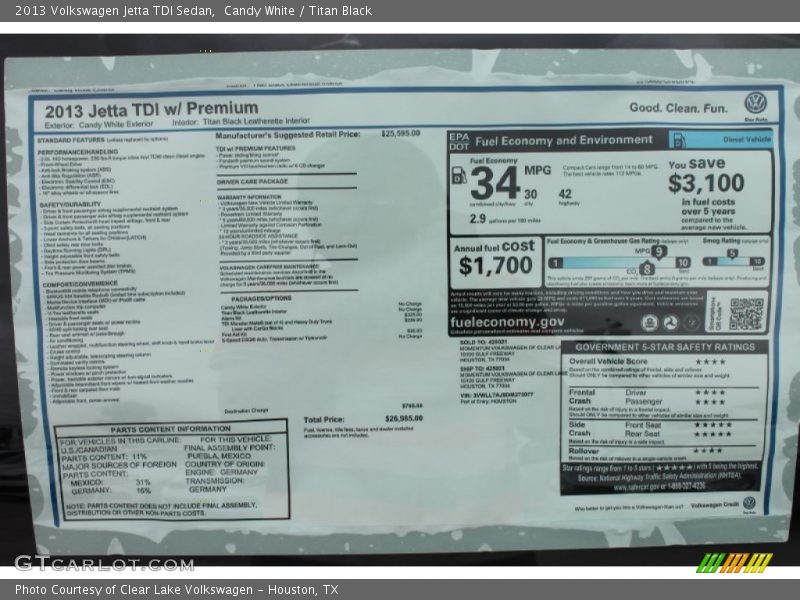 Candy White / Titan Black 2013 Volkswagen Jetta TDI Sedan
