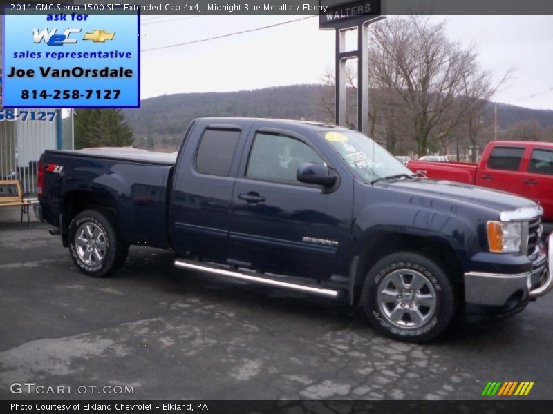 Midnight Blue Metallic / Ebony 2011 GMC Sierra 1500 SLT Extended Cab 4x4