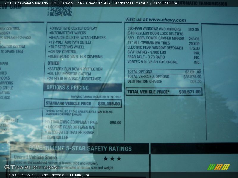 Mocha Steel Metallic / Dark Titanium 2013 Chevrolet Silverado 2500HD Work Truck Crew Cab 4x4