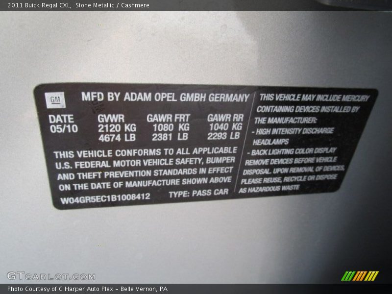 Stone Metallic / Cashmere 2011 Buick Regal CXL