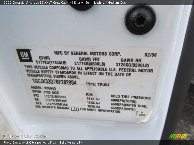 Summit White / Medium Gray 2006 Chevrolet Silverado 3500 LT Crew Cab 4x4 Dually