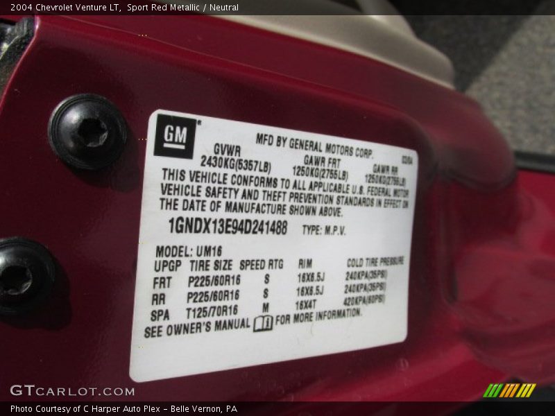 Sport Red Metallic / Neutral 2004 Chevrolet Venture LT