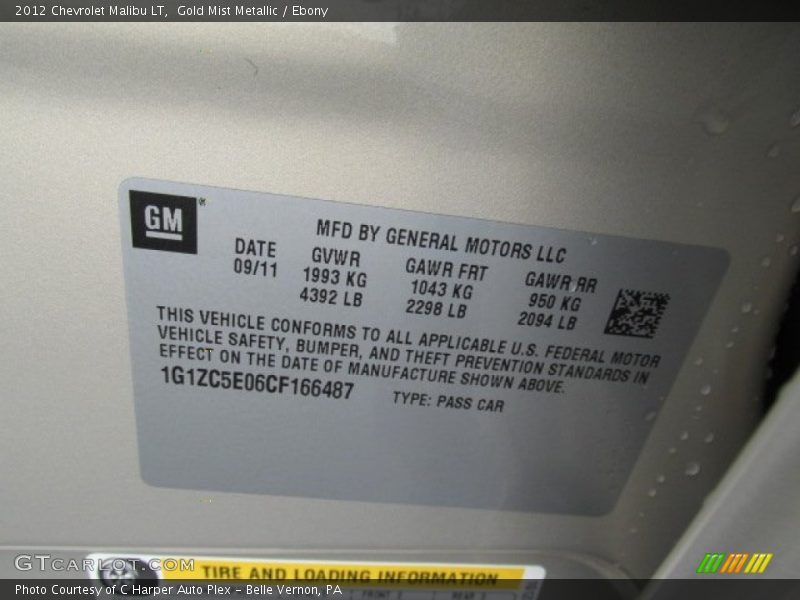 Gold Mist Metallic / Ebony 2012 Chevrolet Malibu LT