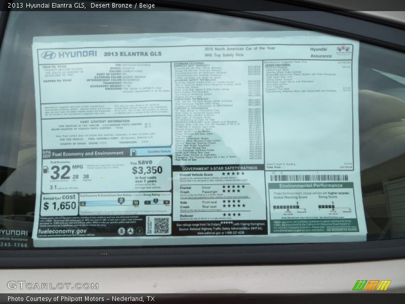 Desert Bronze / Beige 2013 Hyundai Elantra GLS