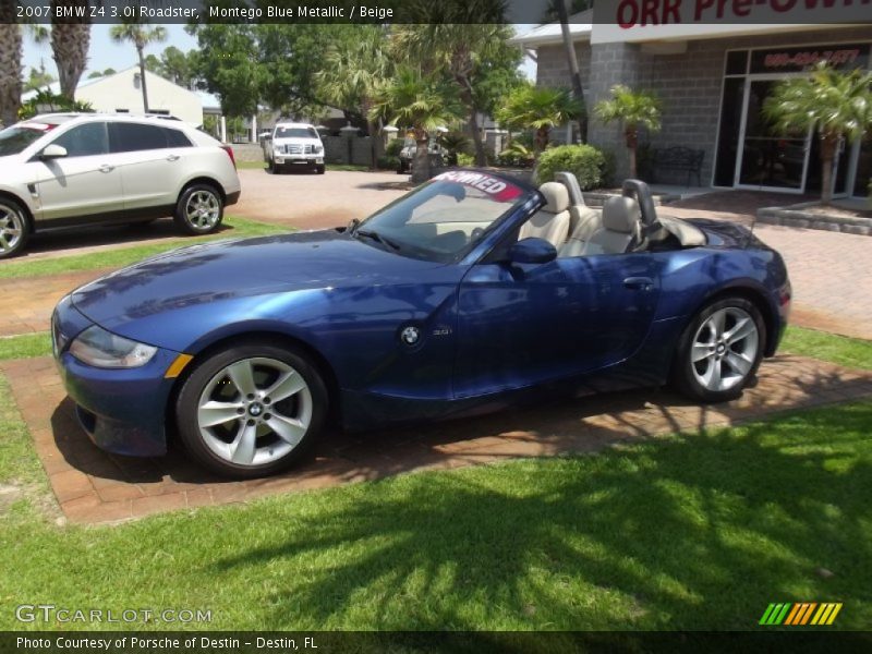 Montego Blue Metallic / Beige 2007 BMW Z4 3.0i Roadster