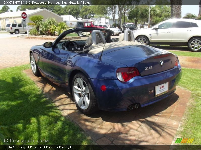 Montego Blue Metallic / Beige 2007 BMW Z4 3.0i Roadster