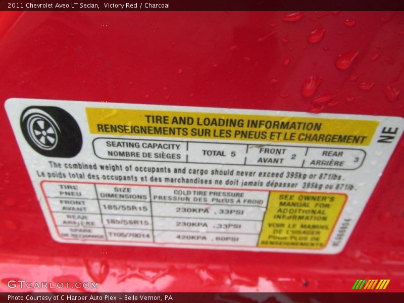 Victory Red / Charcoal 2011 Chevrolet Aveo LT Sedan