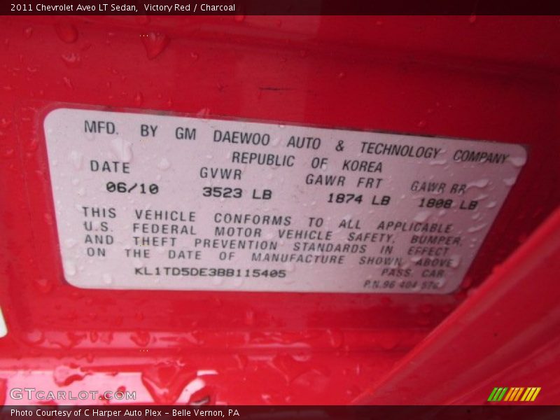 Victory Red / Charcoal 2011 Chevrolet Aveo LT Sedan