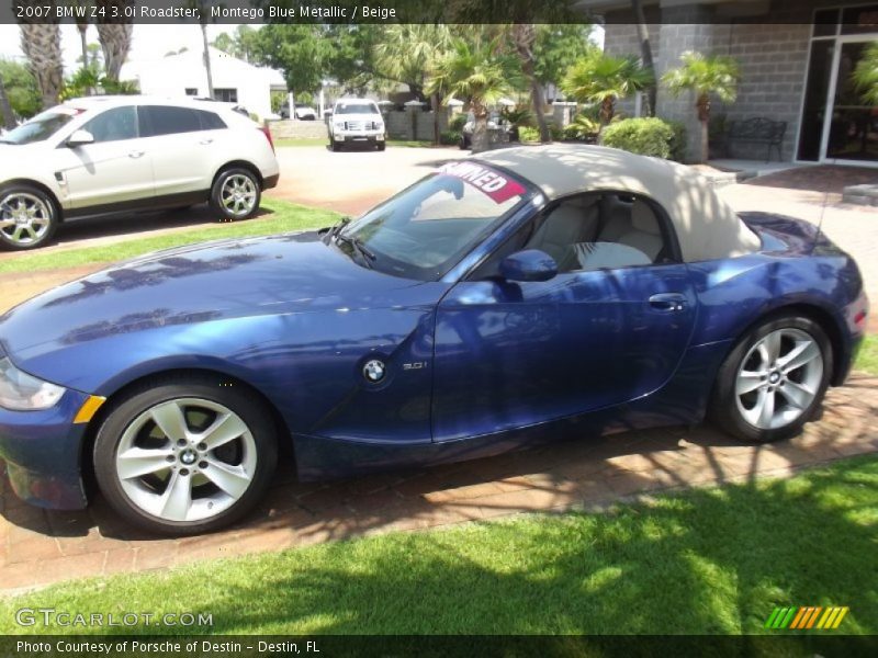 Montego Blue Metallic / Beige 2007 BMW Z4 3.0i Roadster