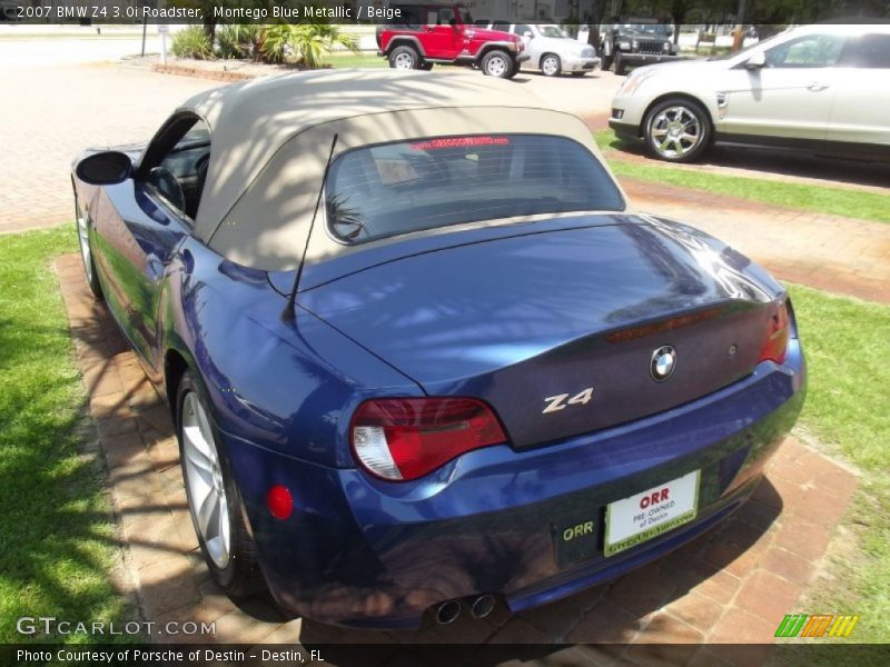 Montego Blue Metallic / Beige 2007 BMW Z4 3.0i Roadster