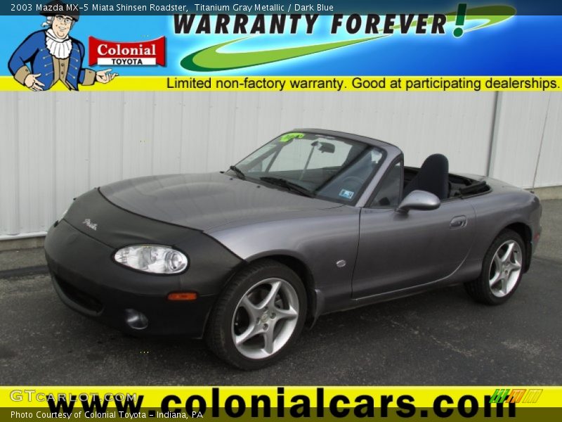 Titanium Gray Metallic / Dark Blue 2003 Mazda MX-5 Miata Shinsen Roadster