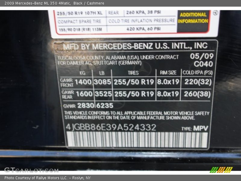 Black / Cashmere 2009 Mercedes-Benz ML 350 4Matic