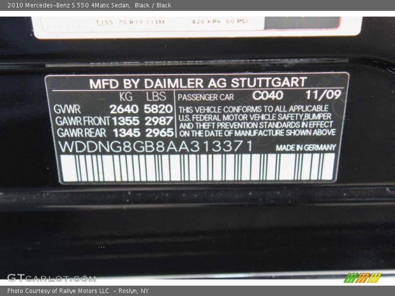 Black / Black 2010 Mercedes-Benz S 550 4Matic Sedan