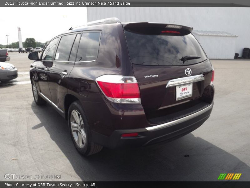 Sizzling Crimson Mica / Sand Beige 2012 Toyota Highlander Limited