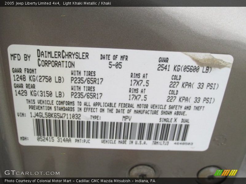 Light Khaki Metallic / Khaki 2005 Jeep Liberty Limited 4x4