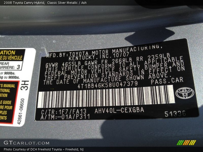 Classic Silver Metallic / Ash 2008 Toyota Camry Hybrid