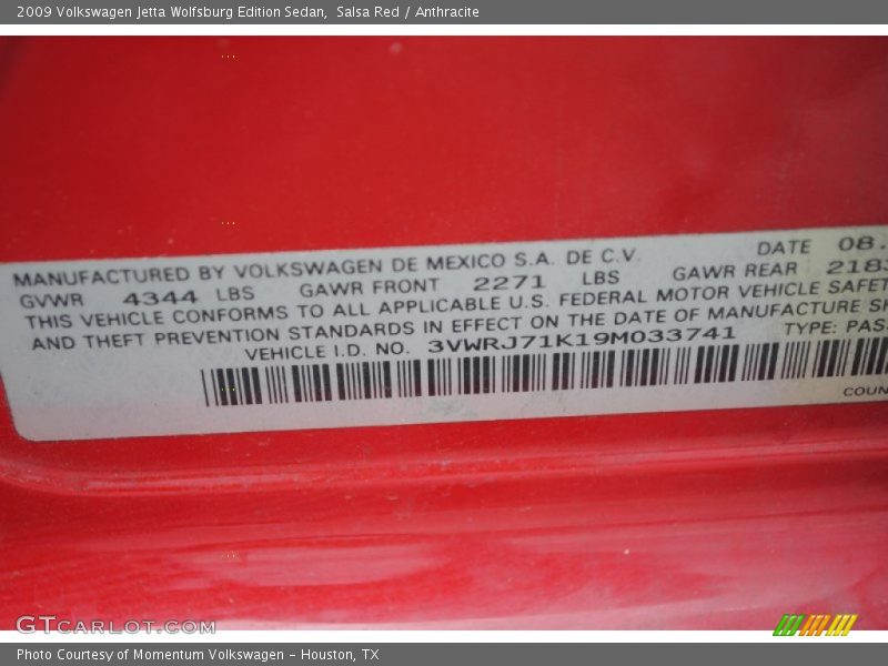 Salsa Red / Anthracite 2009 Volkswagen Jetta Wolfsburg Edition Sedan
