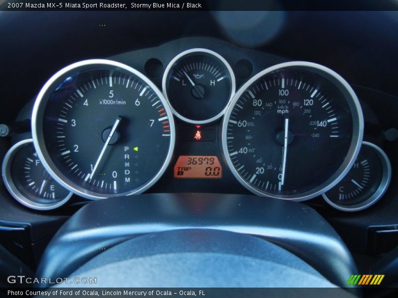 Stormy Blue Mica / Black 2007 Mazda MX-5 Miata Sport Roadster