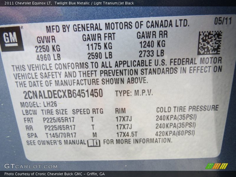 Twilight Blue Metallic / Light Titanium/Jet Black 2011 Chevrolet Equinox LT