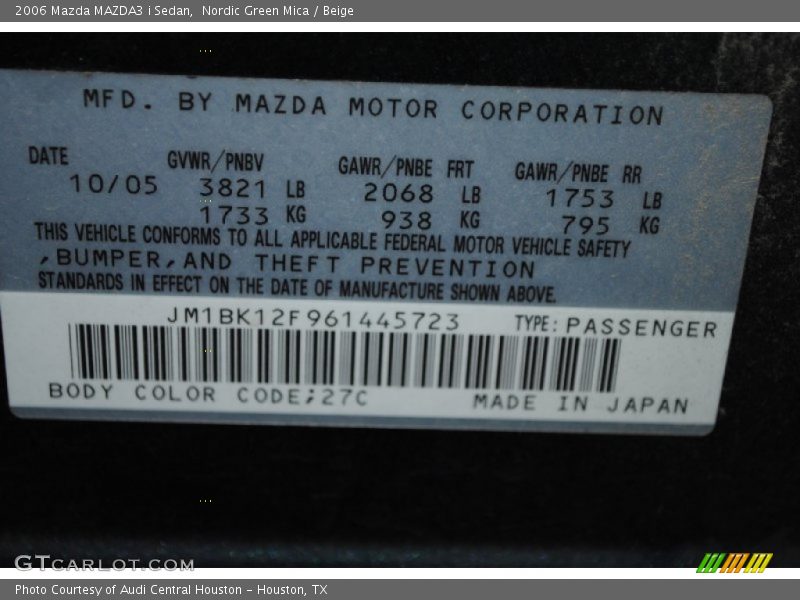 Nordic Green Mica / Beige 2006 Mazda MAZDA3 i Sedan