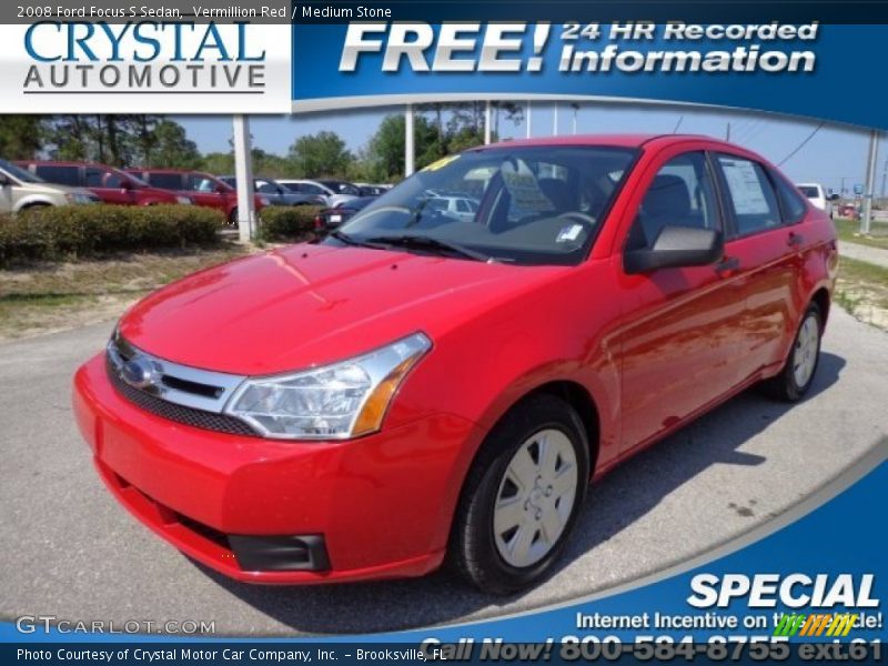 Vermillion Red / Medium Stone 2008 Ford Focus S Sedan