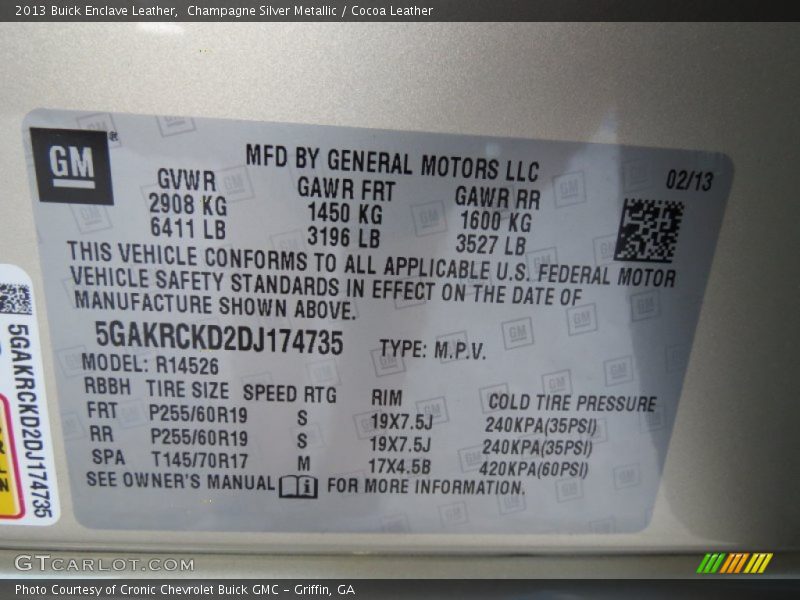 Champagne Silver Metallic / Cocoa Leather 2013 Buick Enclave Leather
