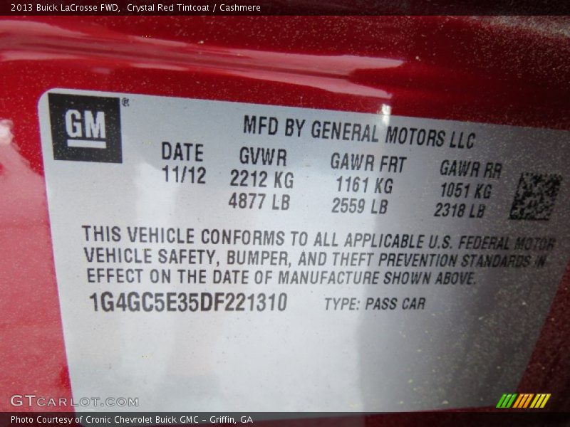 Crystal Red Tintcoat / Cashmere 2013 Buick LaCrosse FWD