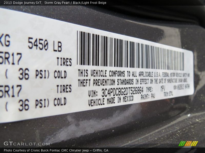 Storm Gray Pearl / Black/Light Frost Beige 2013 Dodge Journey SXT
