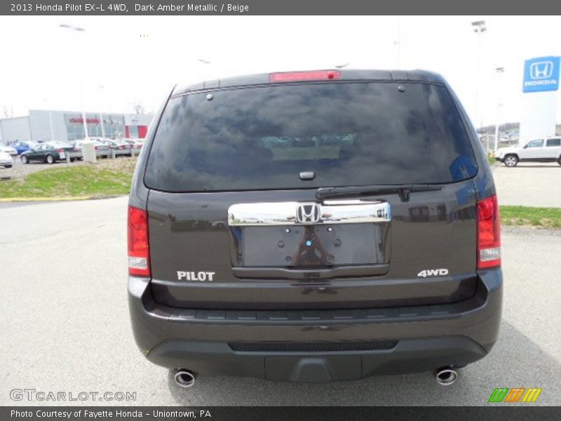 Dark Amber Metallic / Beige 2013 Honda Pilot EX-L 4WD