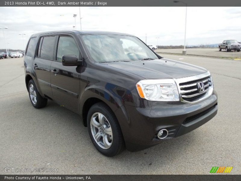 Dark Amber Metallic / Beige 2013 Honda Pilot EX-L 4WD