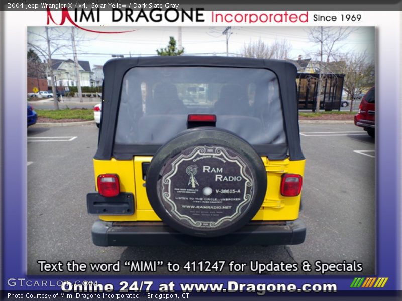 Solar Yellow / Dark Slate Gray 2004 Jeep Wrangler X 4x4