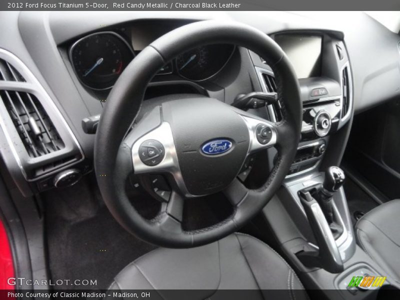 Red Candy Metallic / Charcoal Black Leather 2012 Ford Focus Titanium 5-Door