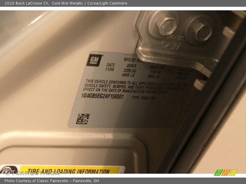 Gold Mist Metallic / Cocoa/Light Cashmere 2010 Buick LaCrosse CX