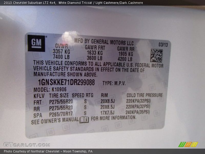 White Diamond Tricoat / Light Cashmere/Dark Cashmere 2013 Chevrolet Suburban LTZ 4x4