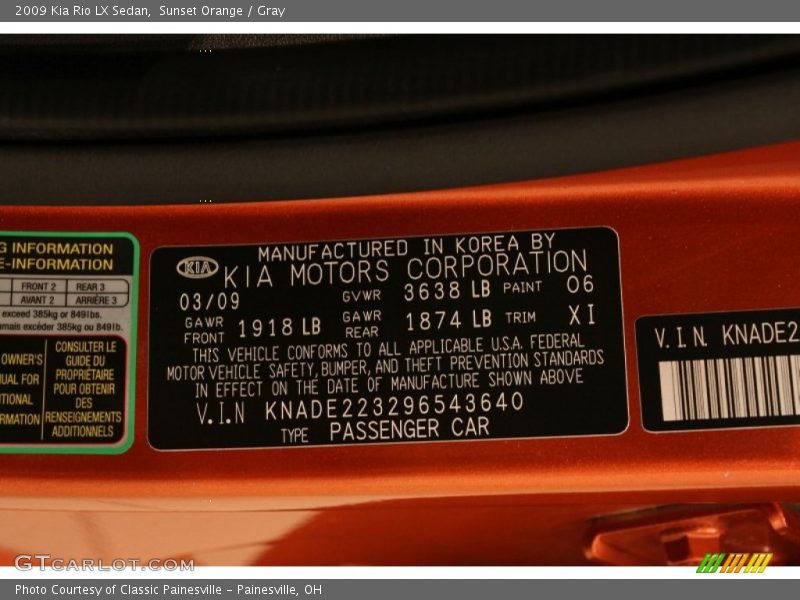 2009 Rio LX Sedan Sunset Orange Color Code 06