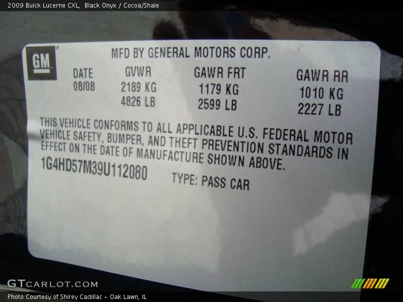 Black Onyx / Cocoa/Shale 2009 Buick Lucerne CXL