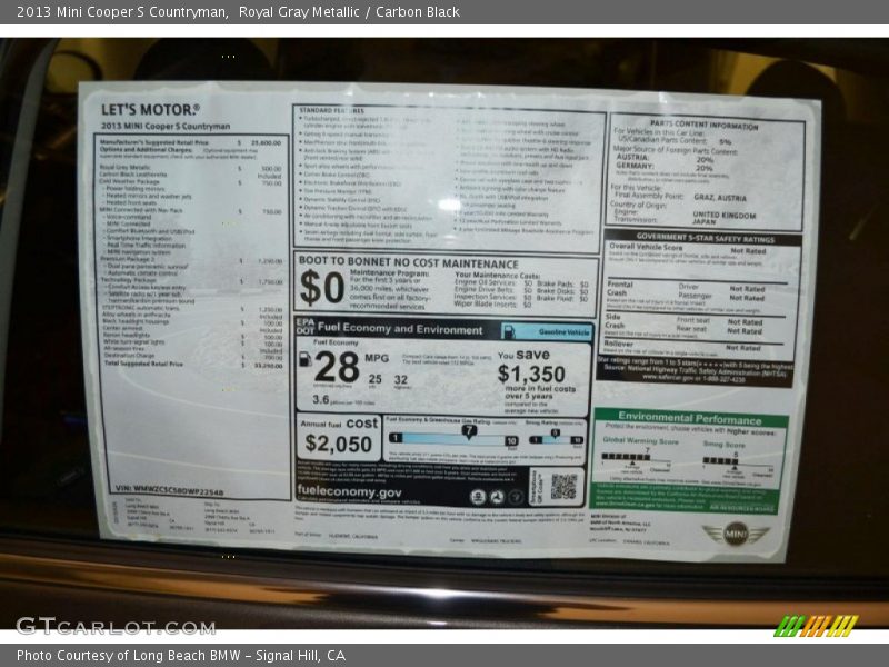 Royal Gray Metallic / Carbon Black 2013 Mini Cooper S Countryman