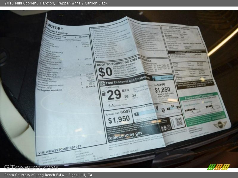Pepper White / Carbon Black 2013 Mini Cooper S Hardtop