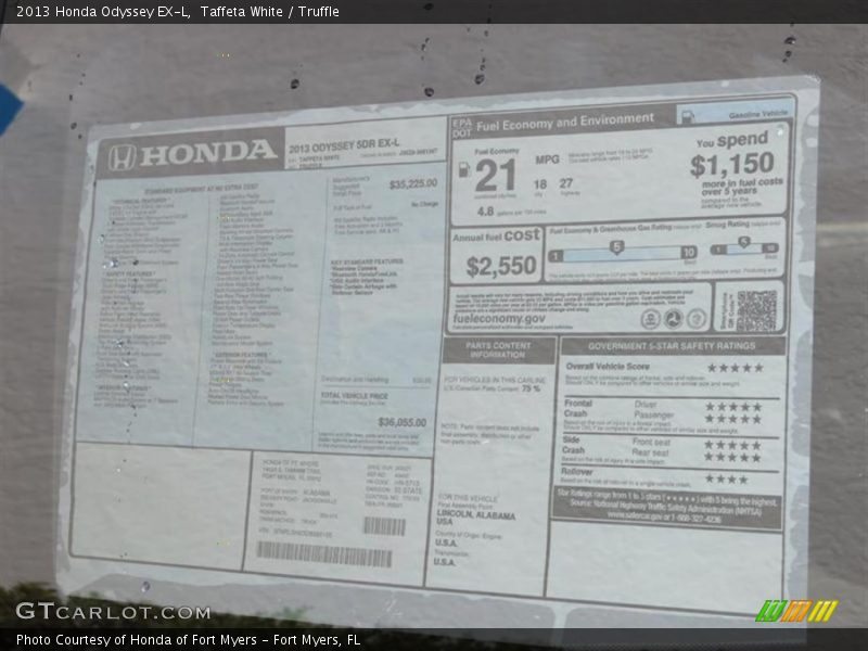 Taffeta White / Truffle 2013 Honda Odyssey EX-L