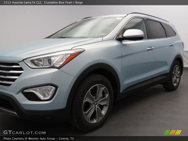 Crystalline Blue Pearl / Beige 2013 Hyundai Santa Fe GLS