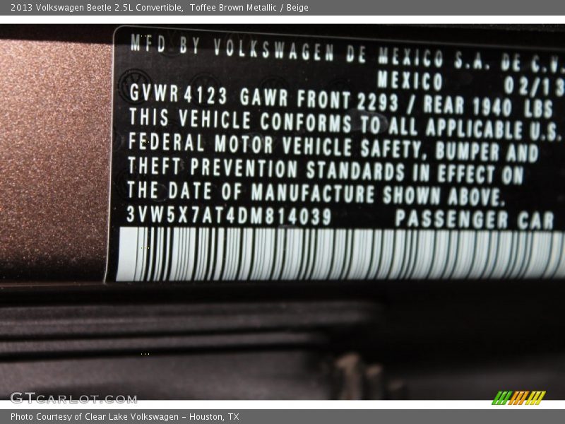 Toffee Brown Metallic / Beige 2013 Volkswagen Beetle 2.5L Convertible