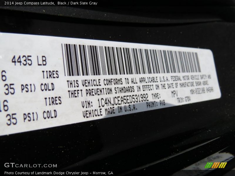 Black / Dark Slate Gray 2014 Jeep Compass Latitude