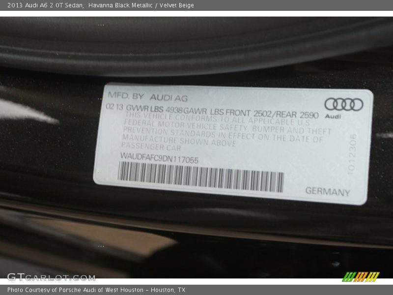 Havanna Black Metallic / Velvet Beige 2013 Audi A6 2.0T Sedan