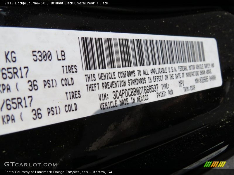 Brilliant Black Crystal Pearl / Black 2013 Dodge Journey SXT
