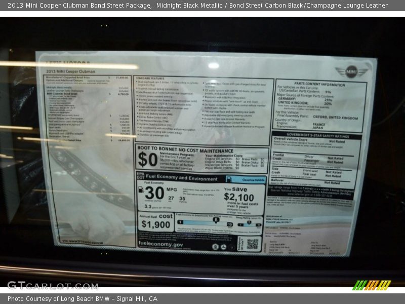 Midnight Black Metallic / Bond Street Carbon Black/Champagne Lounge Leather 2013 Mini Cooper Clubman Bond Street Package